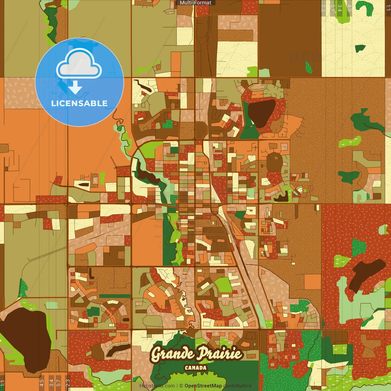 Grande Prairie Canada Farmhouse Poster Art Map Template