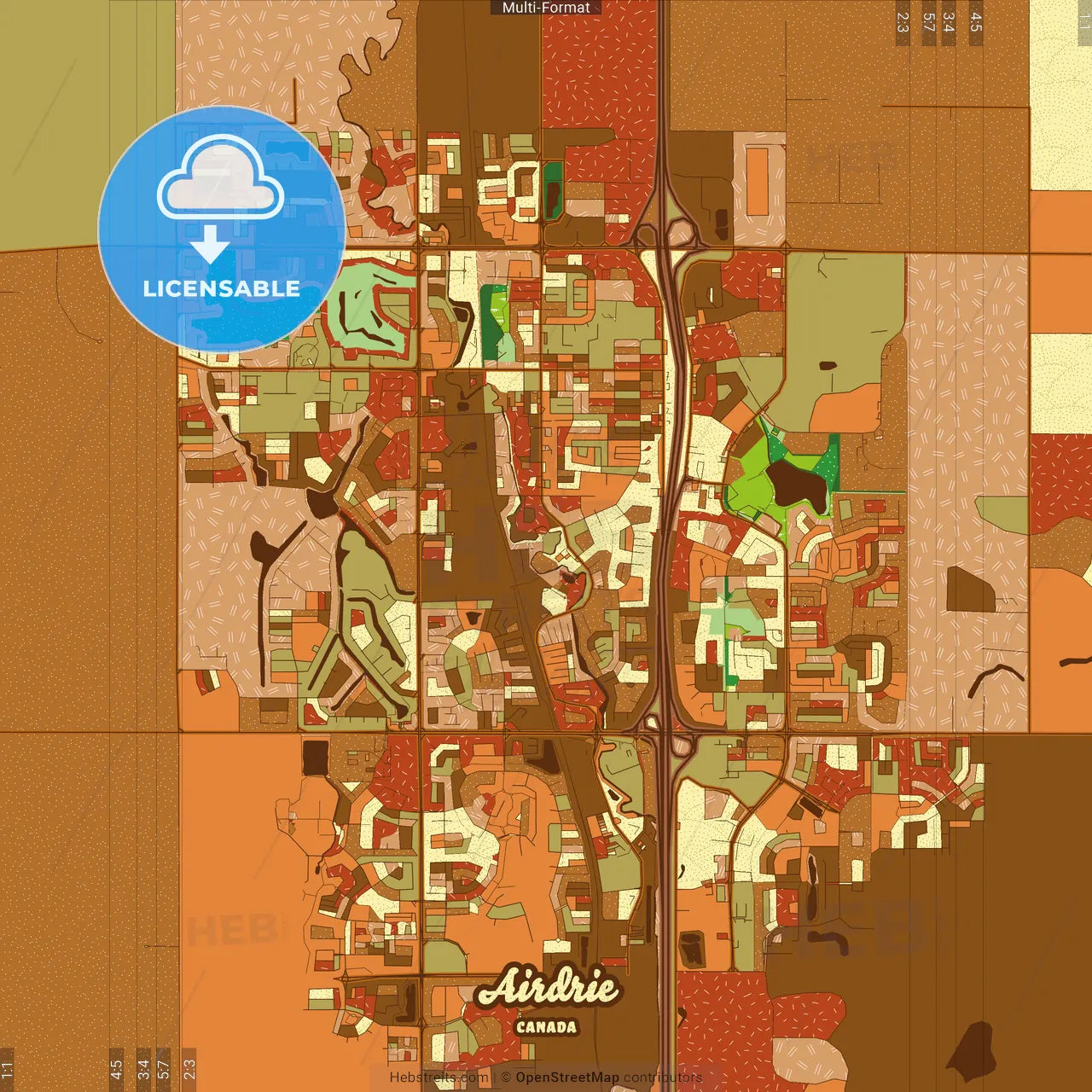 Airdrie Canada Farmhouse Poster Art Map Template