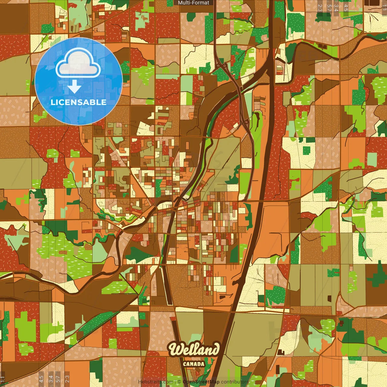 Welland Canada Farmhouse Poster Art Map Template