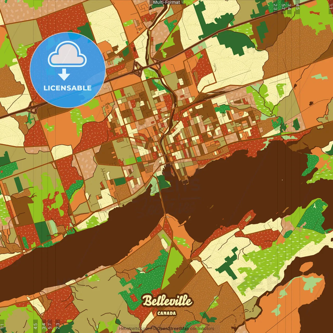 Belleville Canada Farmhouse Poster Art Map Template