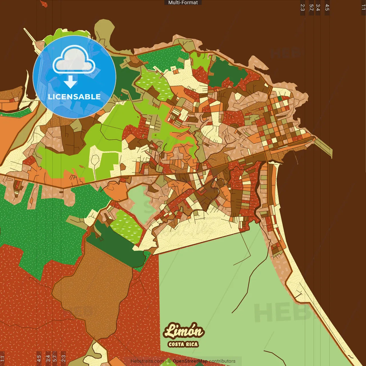 Limón Costa Rica Farmhouse Poster Art Map Template