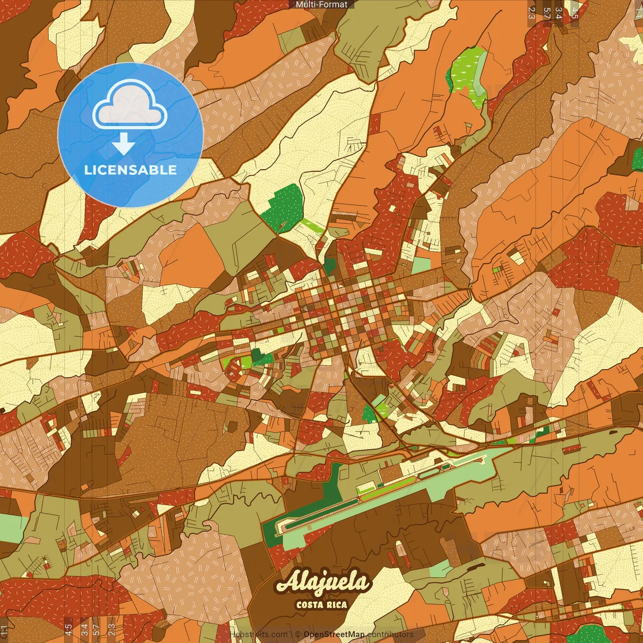 Alajuela Costa Rica Farmhouse Poster Art Map Template