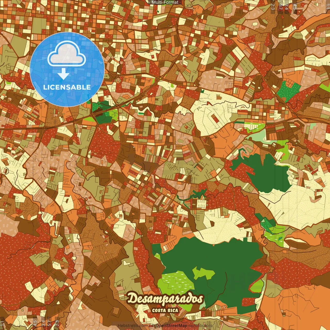 Desamparados Costa Rica Farmhouse Poster Art Map Template