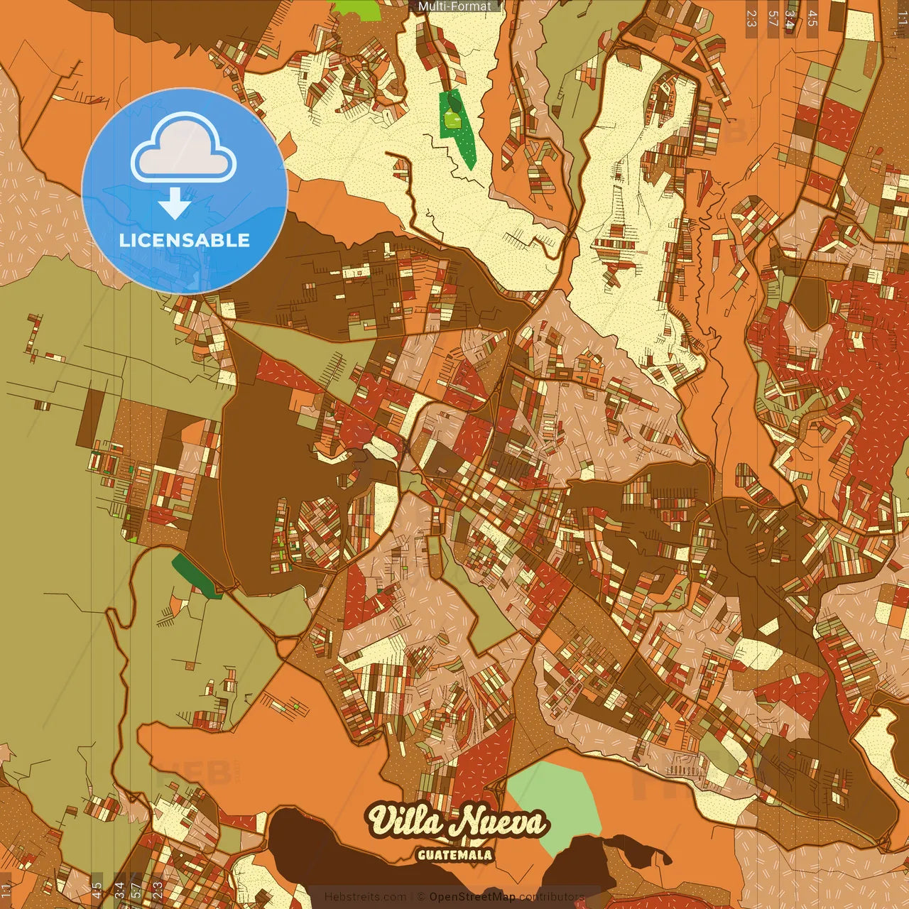 Villa Nueva Guatemala Farmhouse Poster Art Map Template