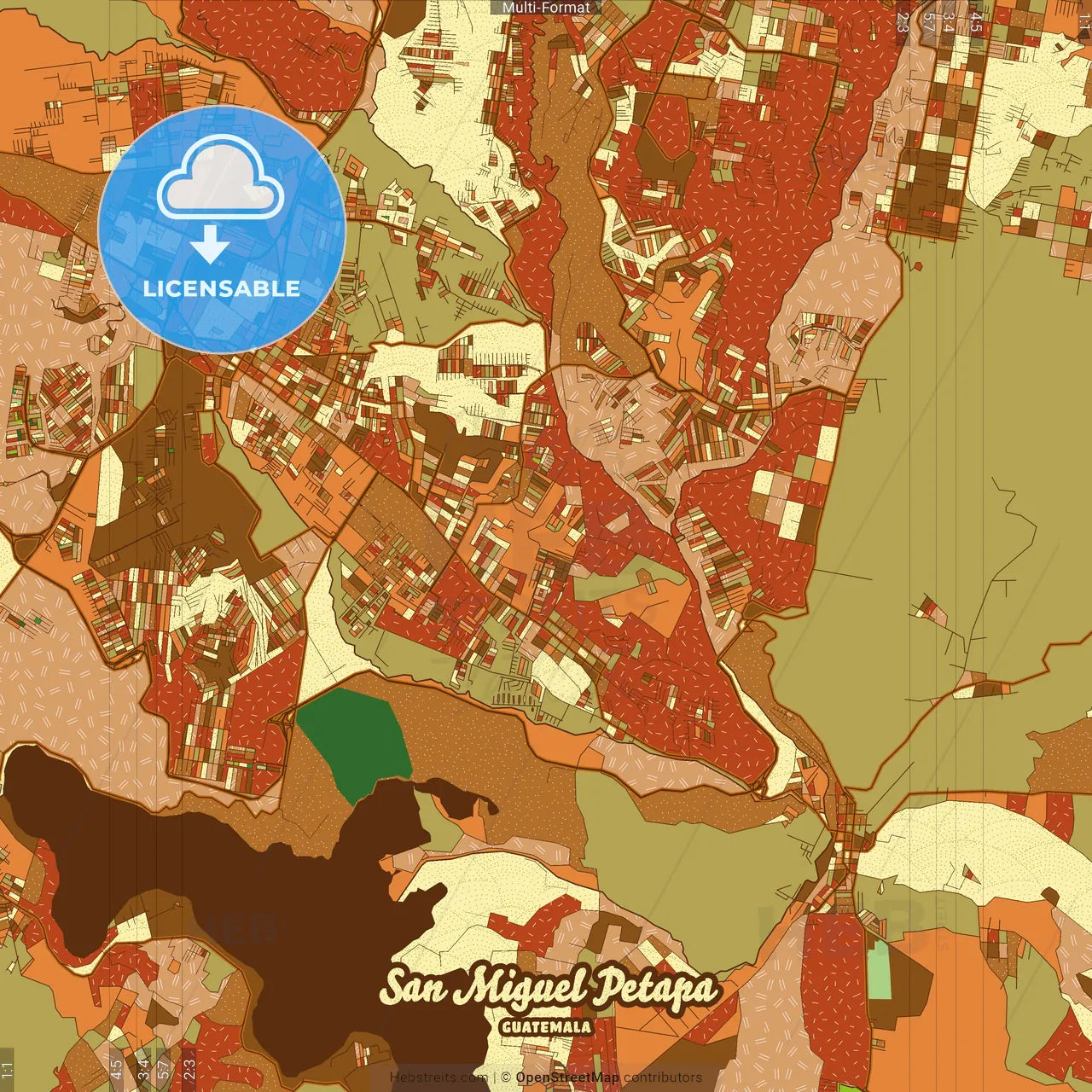 San Miguel Petapa Guatemala Farmhouse Poster Art Map Template