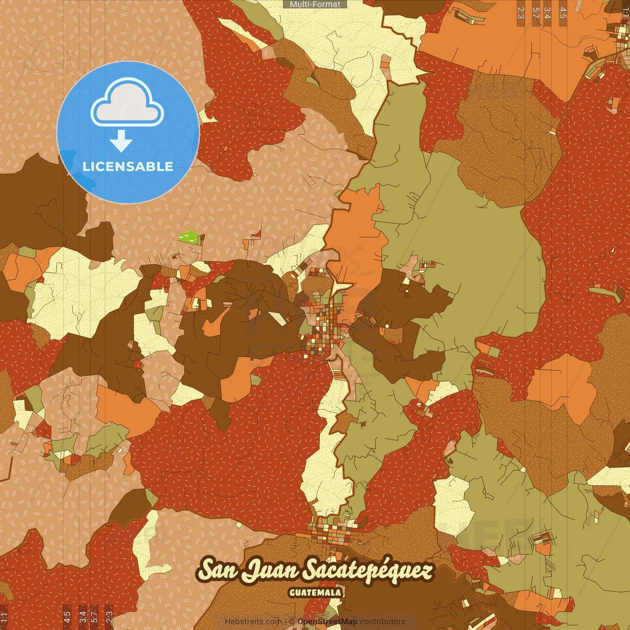 San Juan Sacatepéquez Guatemala Farmhouse Poster Art Map Template