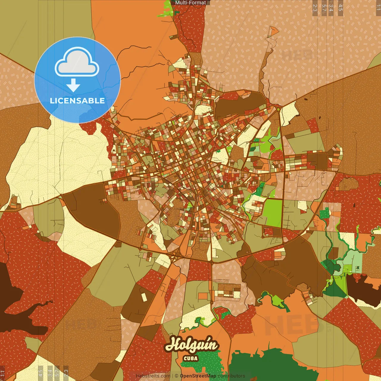 Holguín Cuba Farmhouse Poster Art Map Template