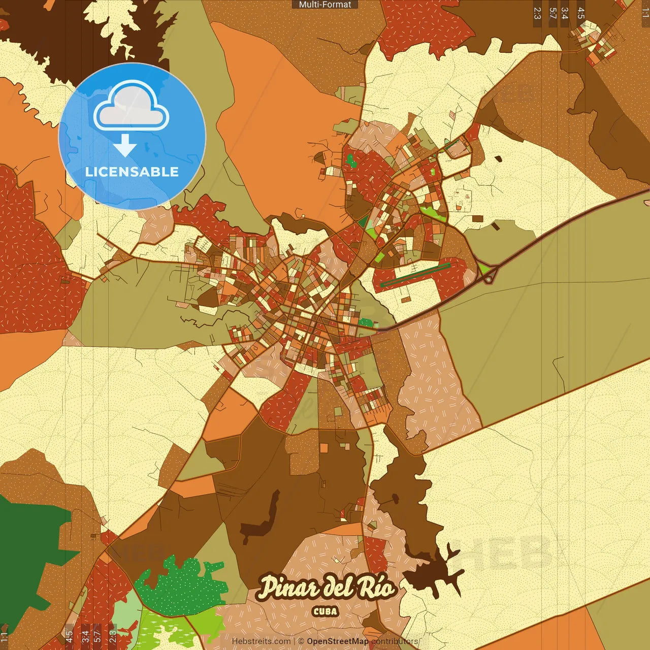 Pinar del Río Cuba Farmhouse Poster Art Map Template