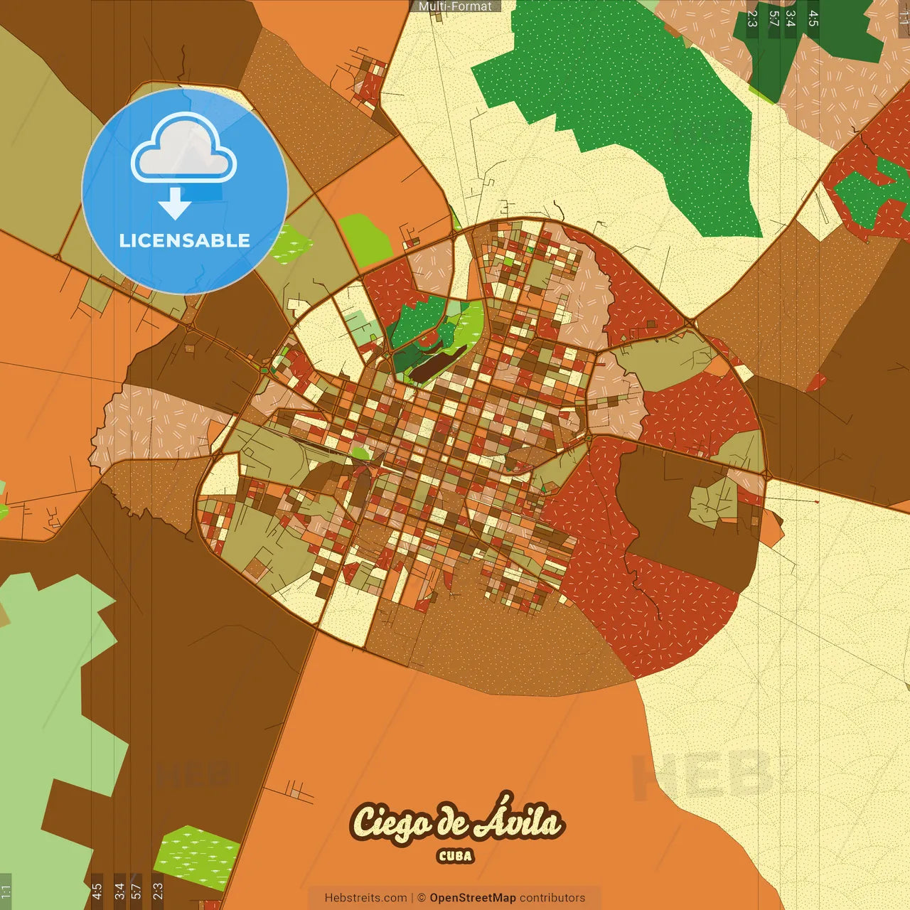 Ciego de Ávila Cuba Farmhouse Poster Art Map Template