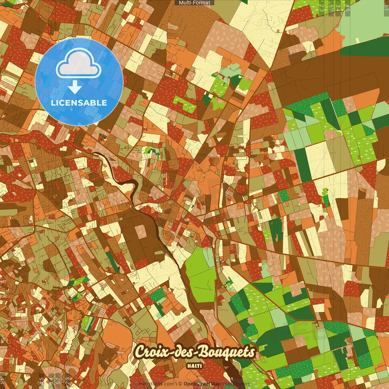 Croix-des-Bouquets Haiti Farmhouse Poster Art Map Template