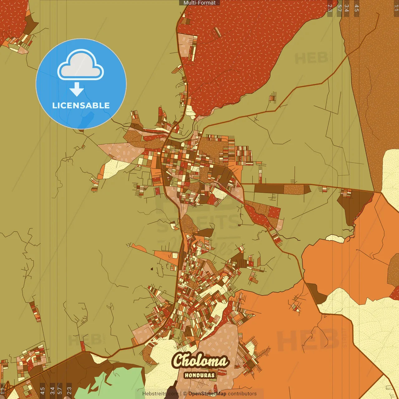 Choloma Honduras Farmhouse Poster Art Map Template