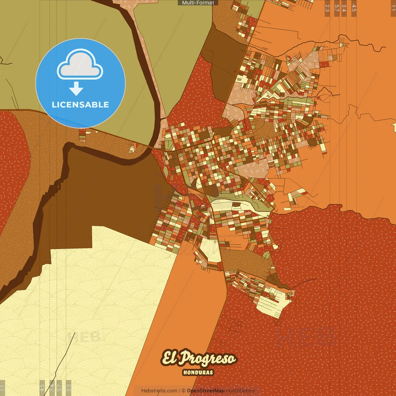 El Progreso Honduras Farmhouse Poster Art Map Template