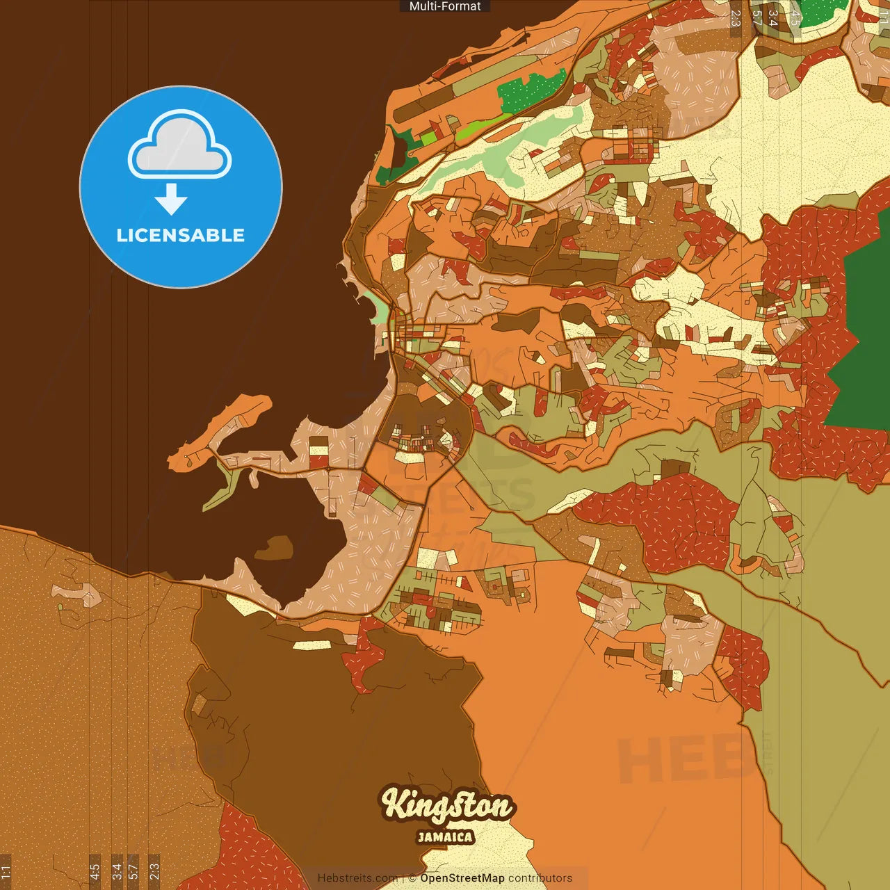 Kingston Jamaica Farmhouse Poster Art Map Template