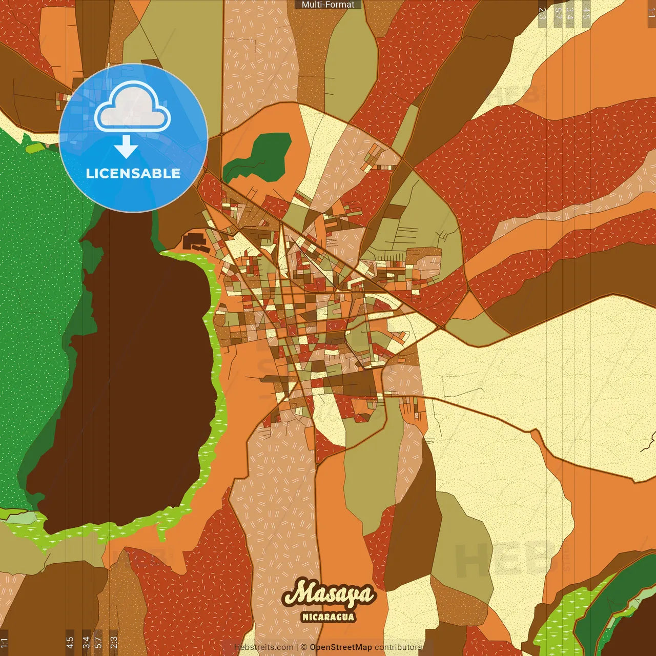 Masaya Nicaragua Farmhouse Poster Art Map Template