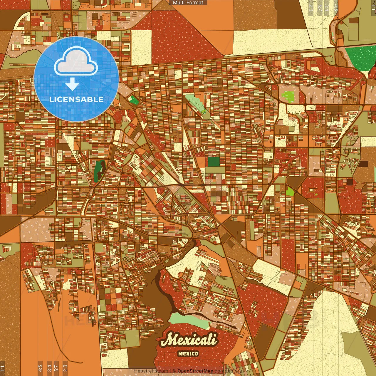 Mexicali Mexico Farmhouse Poster Art Map Template