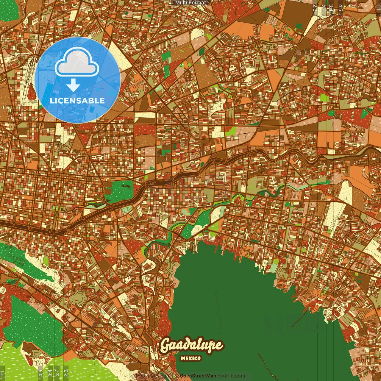 Guadalupe Mexico Farmhouse Poster Art Map Template