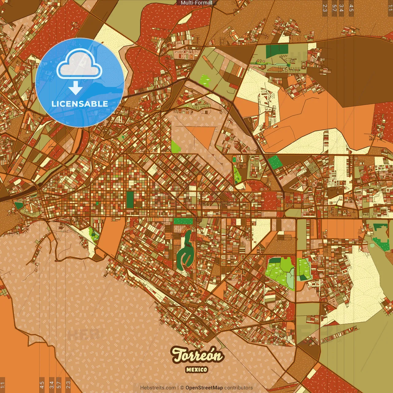 Torreón Mexico Farmhouse Poster Art Map Template