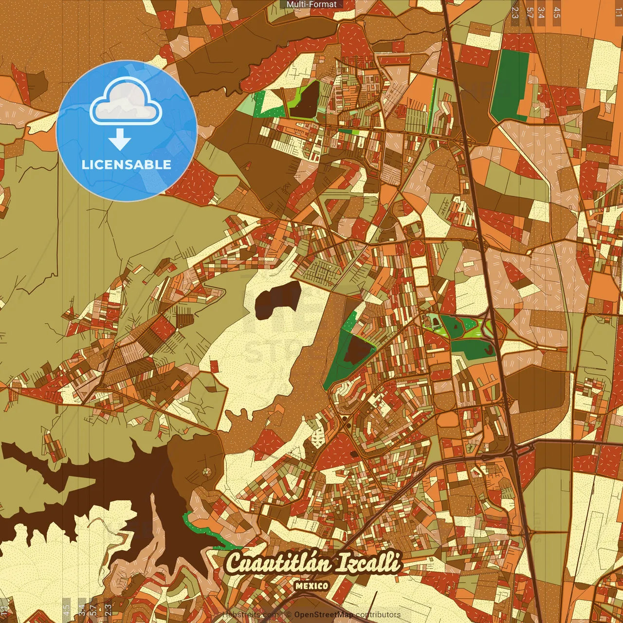 Cuautitlán Izcalli Mexico Farmhouse Poster Art Map Template