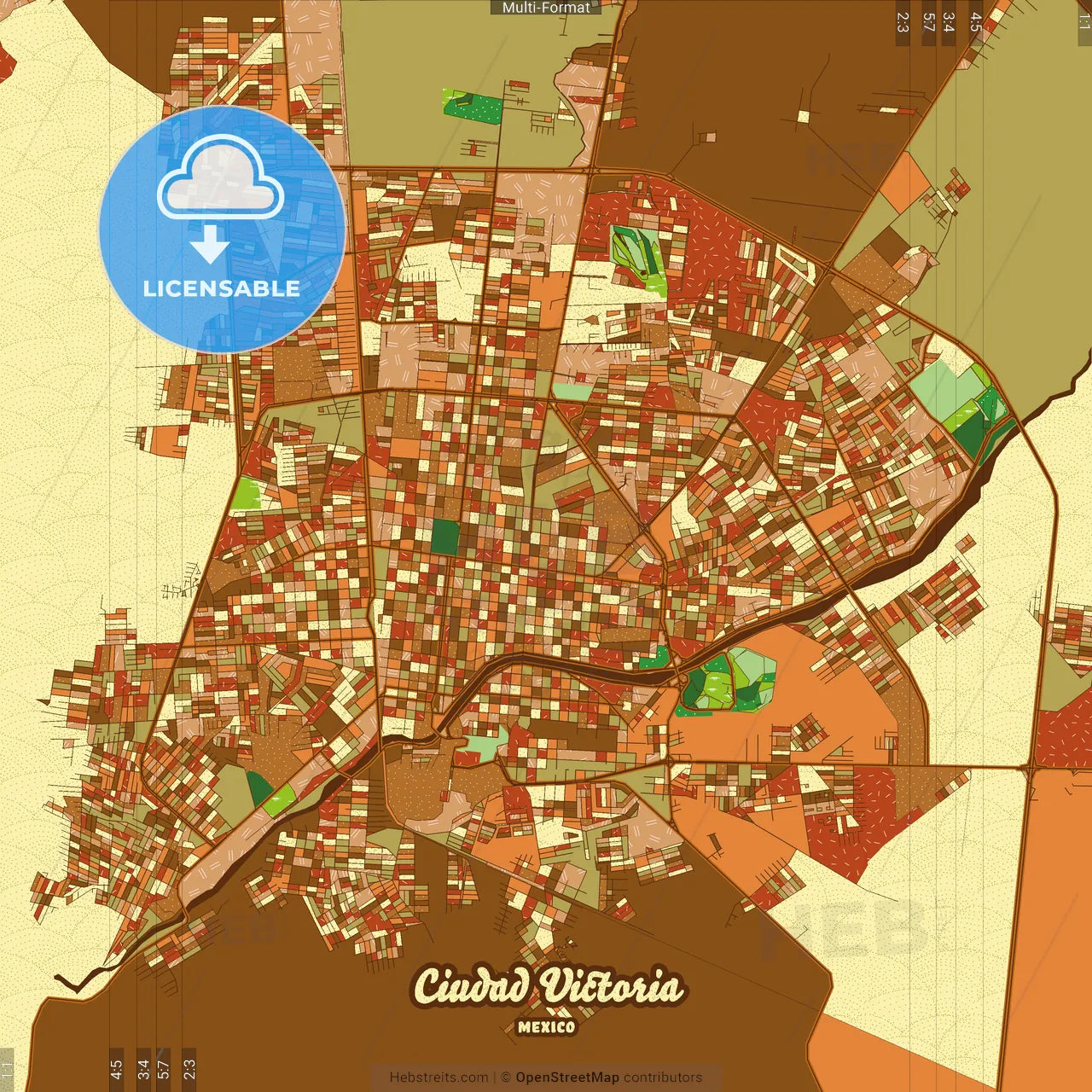 Ciudad Victoria Mexico Farmhouse Poster Art Map Template