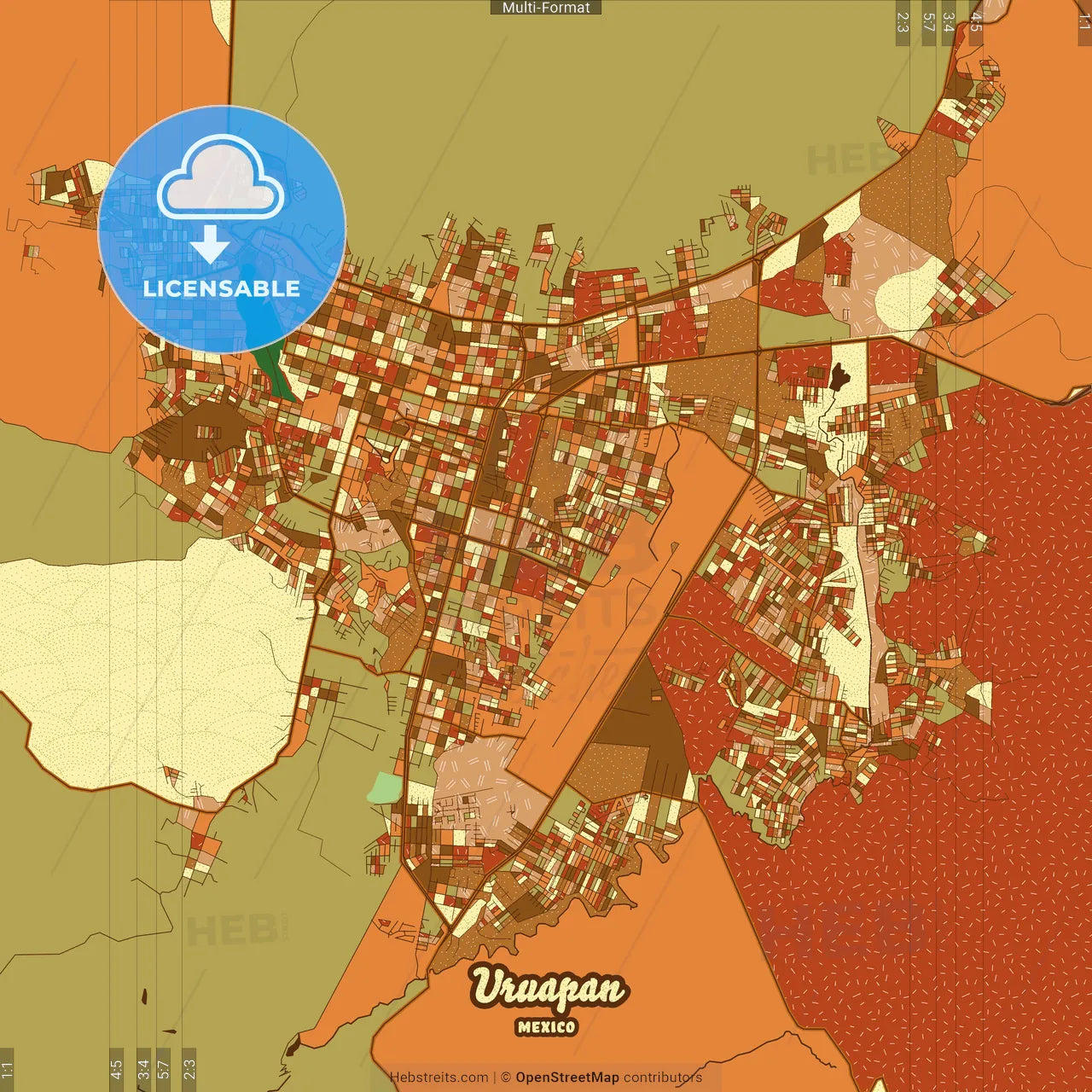 Uruapan Mexico Farmhouse Poster Art Map Template