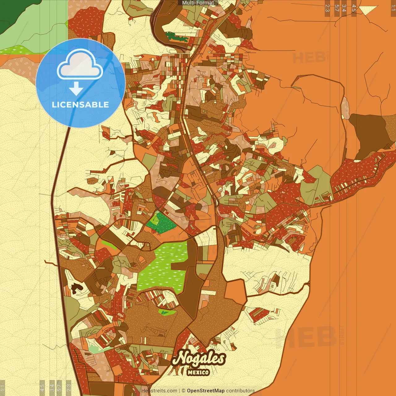 Nogales Mexico Farmhouse Poster Art Map Template