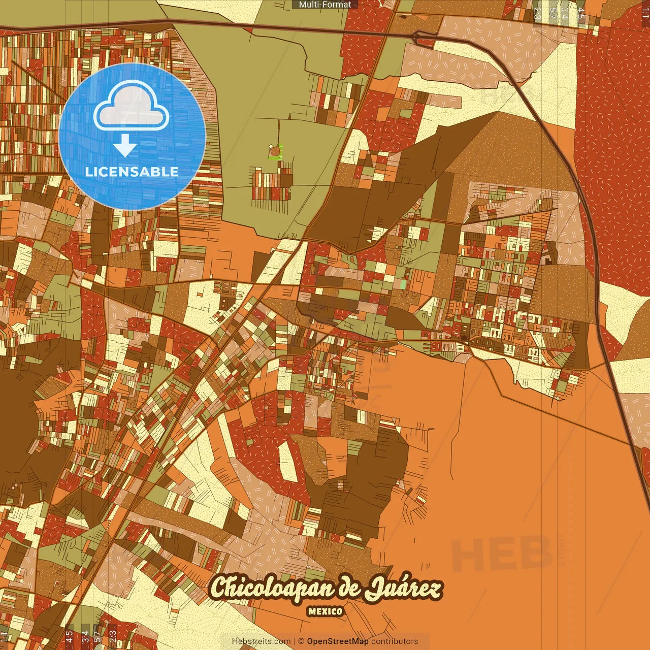 Chicoloapan de Juárez Mexico Farmhouse Poster Art Map Template