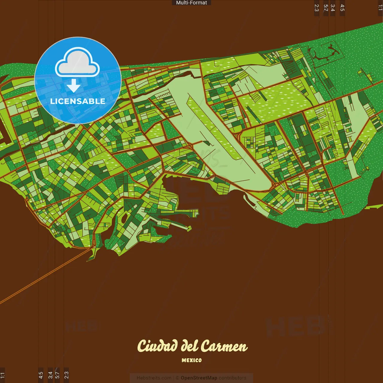 Ciudad del Carmen Mexico Farmhouse Poster Art Map Template