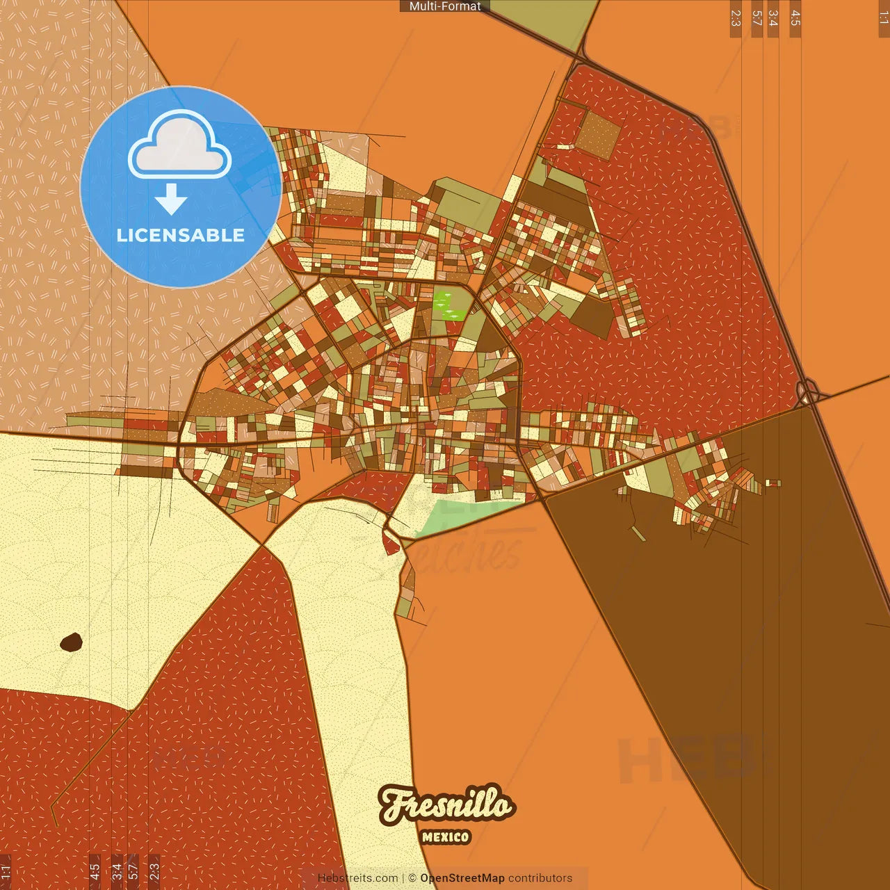Fresnillo Mexico Farmhouse Poster Art Map Template