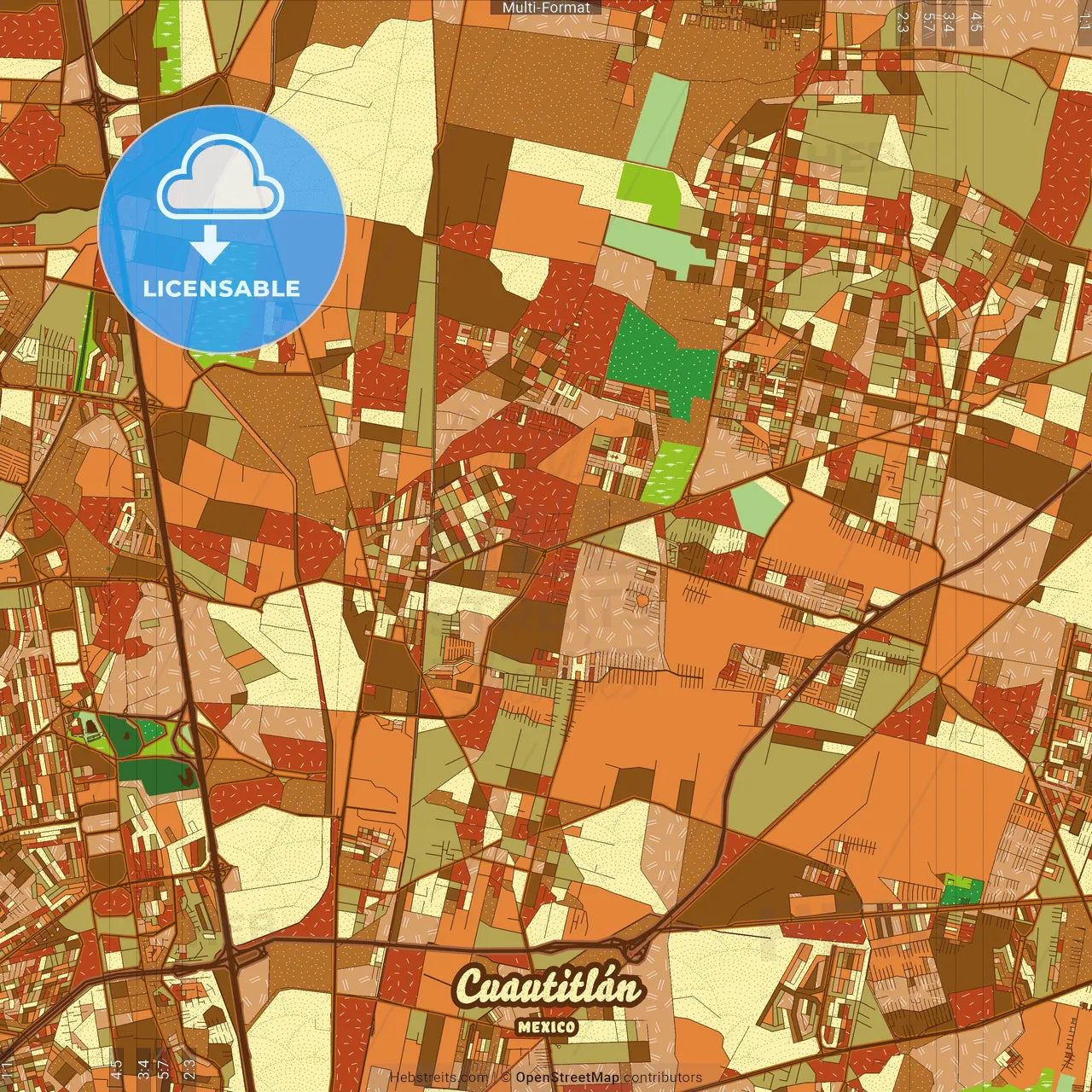 Cuautitlán Mexico Farmhouse Poster Art Map Template