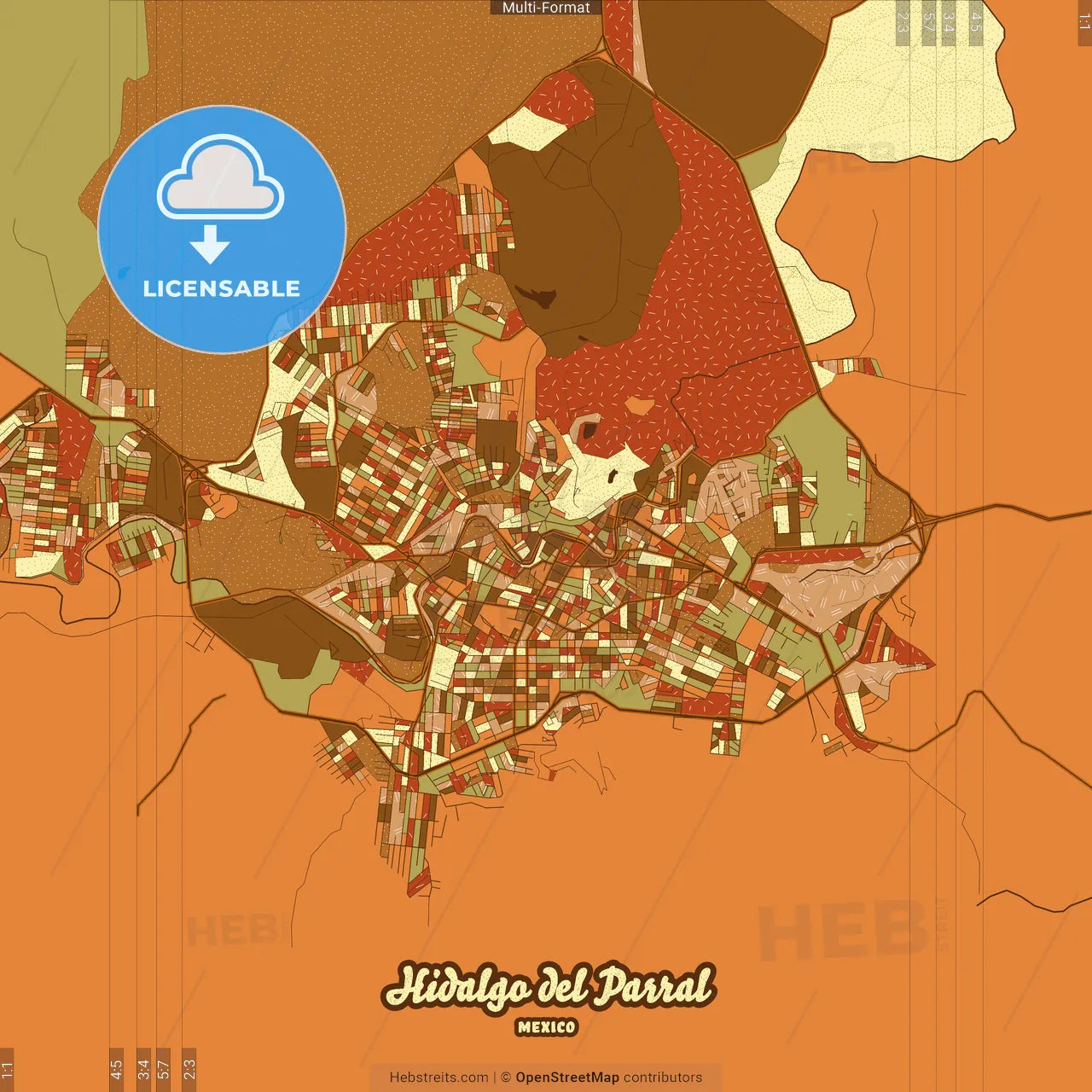 Hidalgo del Parral Mexico Farmhouse Poster Art Map Template