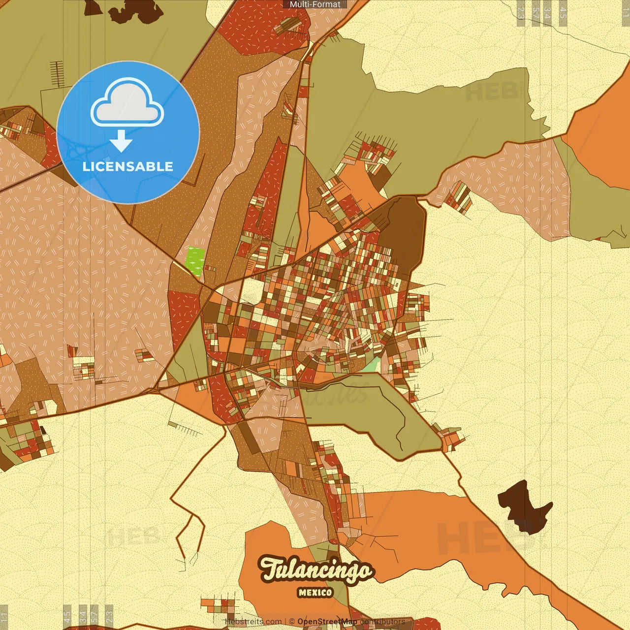Tulancingo Mexico Farmhouse Poster Art Map Template