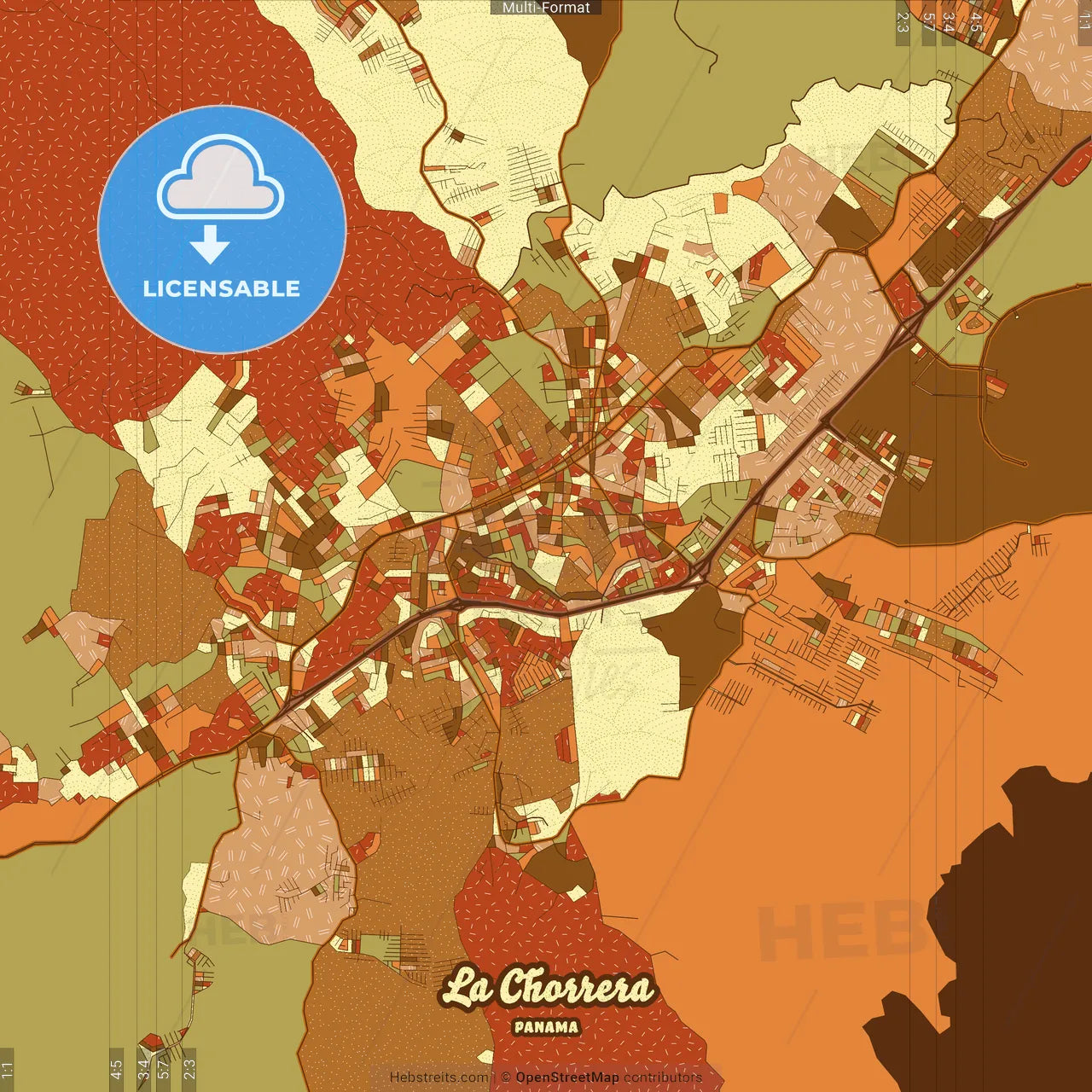 La Chorrera Panama Farmhouse Poster Art Map Template