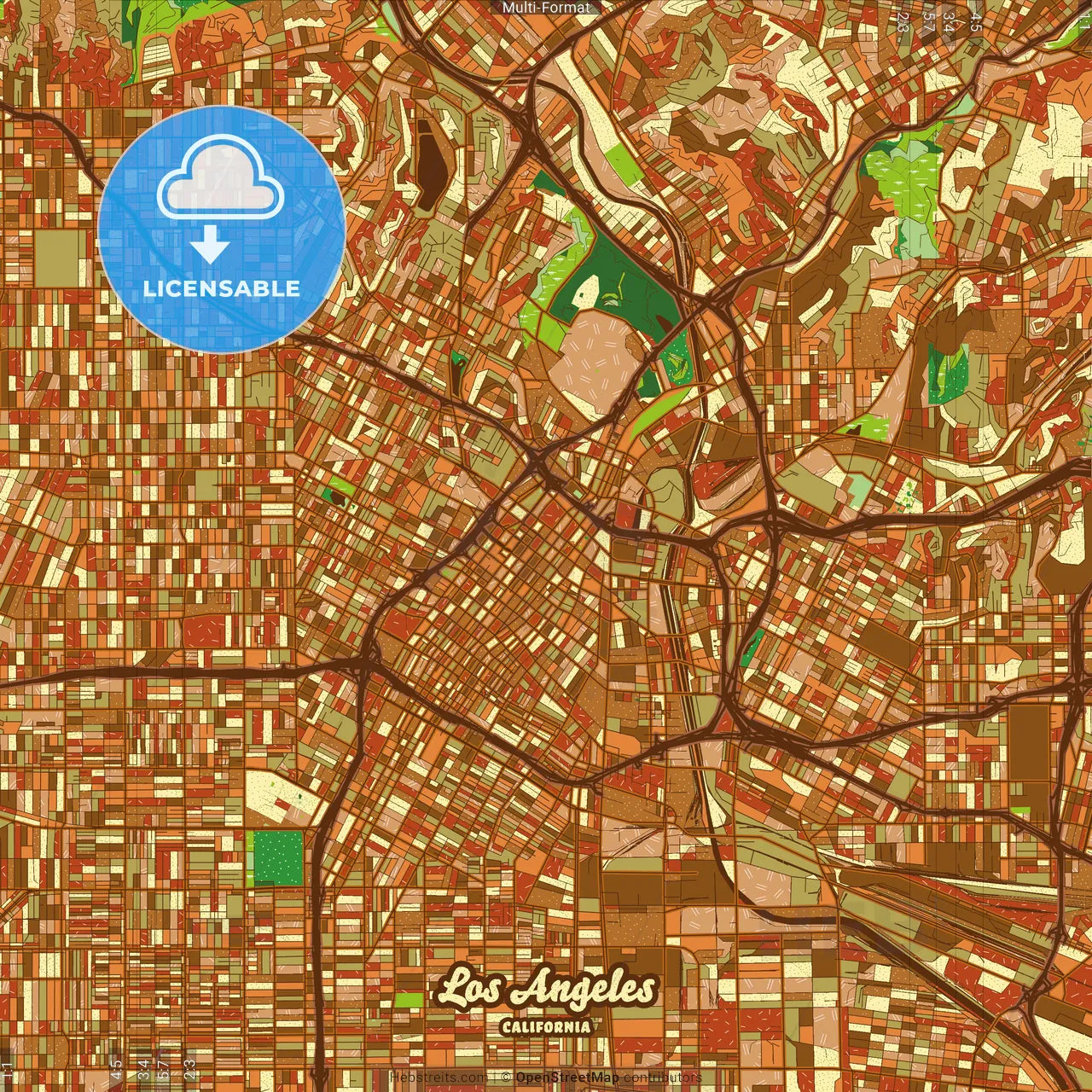 Los Angeles California Farmhouse Poster Art Map Template