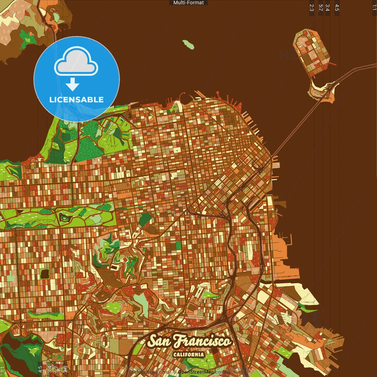 San Francisco California Farmhouse Poster Art Map Template