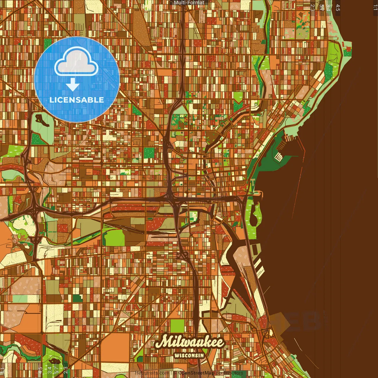 Milwaukee Wisconsin Farmhouse Poster Art Map Template