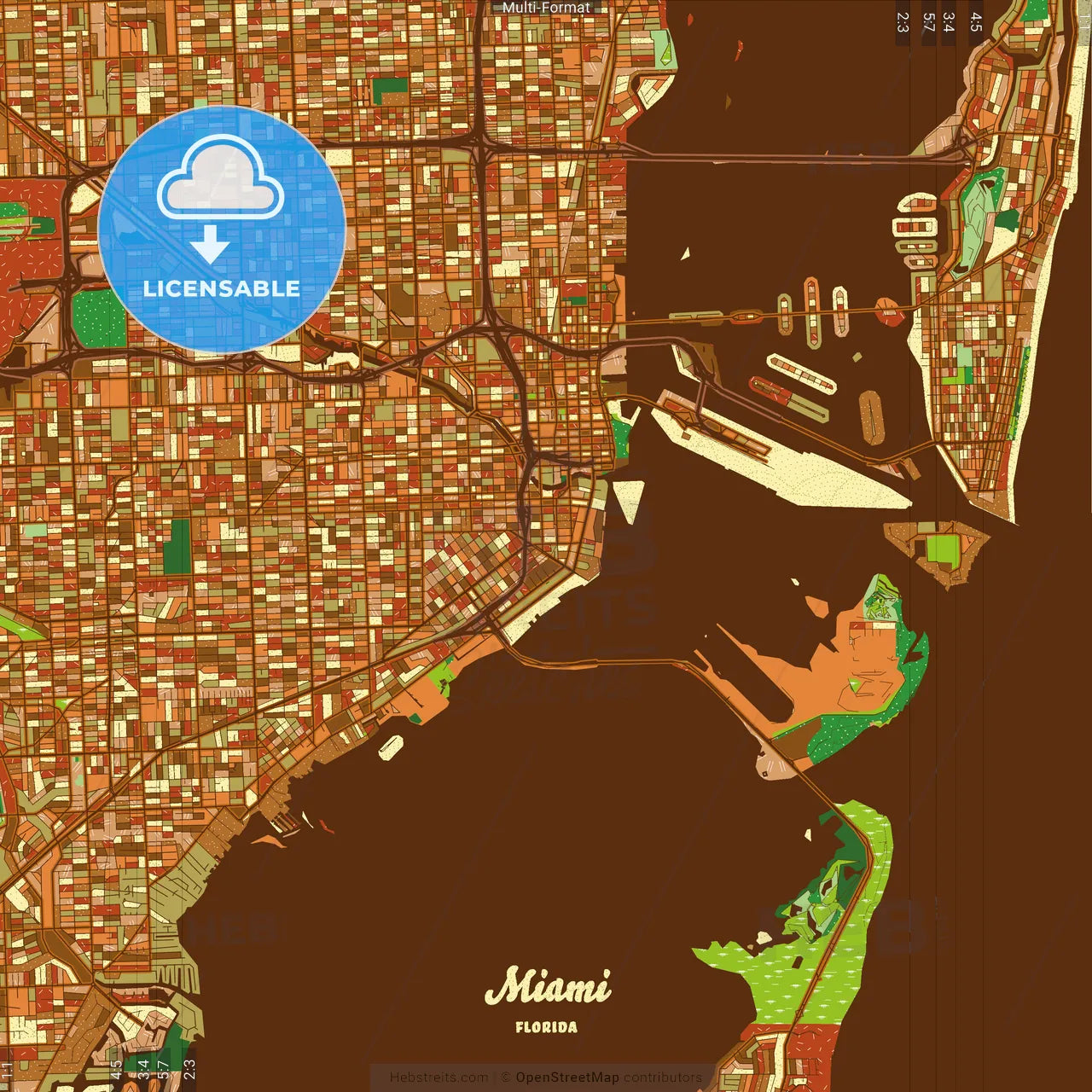 Miami Florida Farmhouse Poster Art Map Template