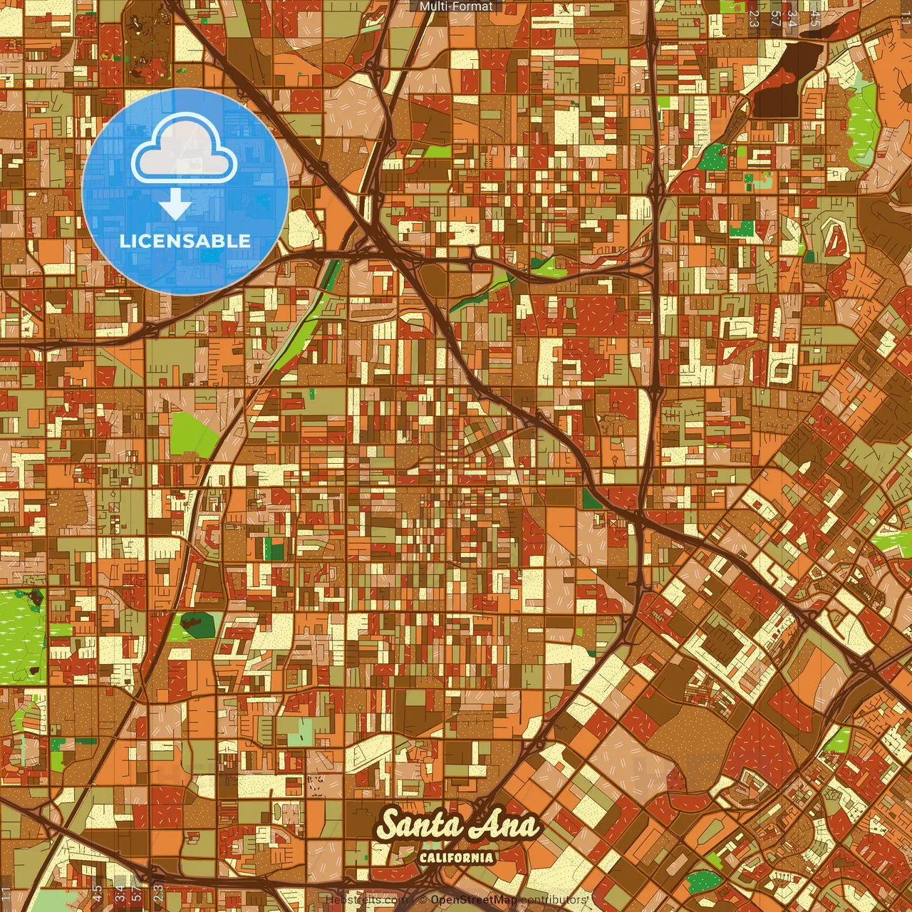 Santa Ana California Farmhouse Poster Art Map Template