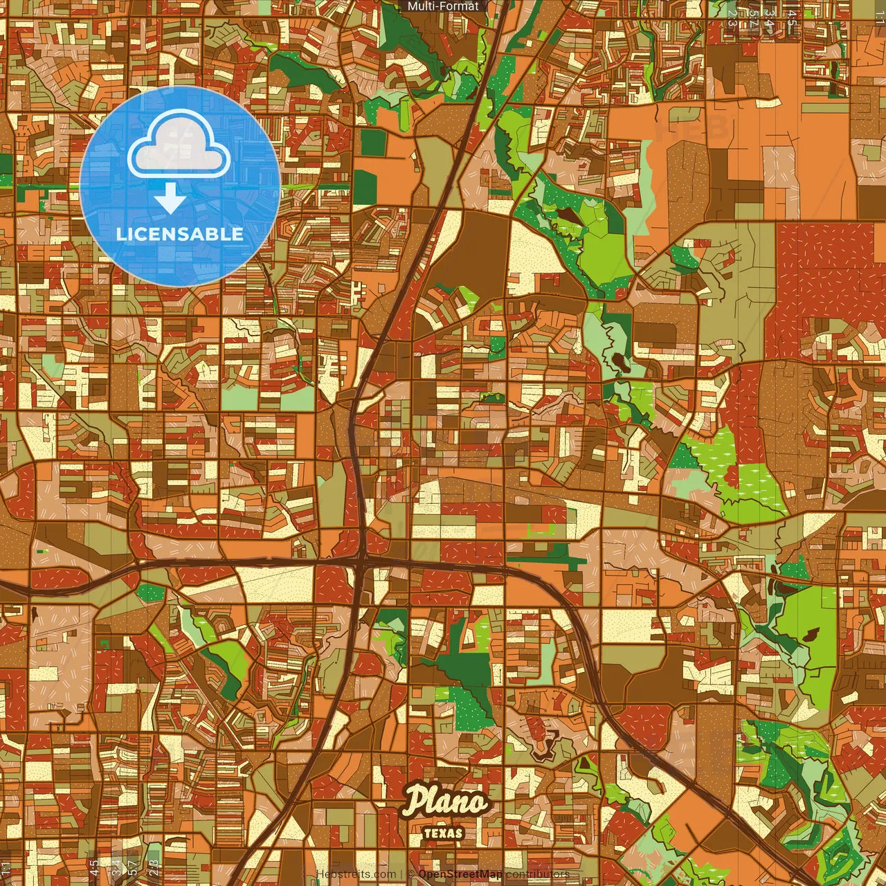 Plano Texas Farmhouse Poster Art Map Template