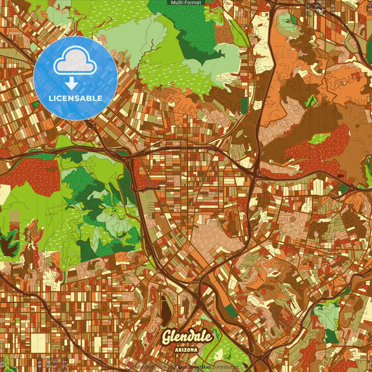 Glendale Arizona Farmhouse Poster Art Map Template