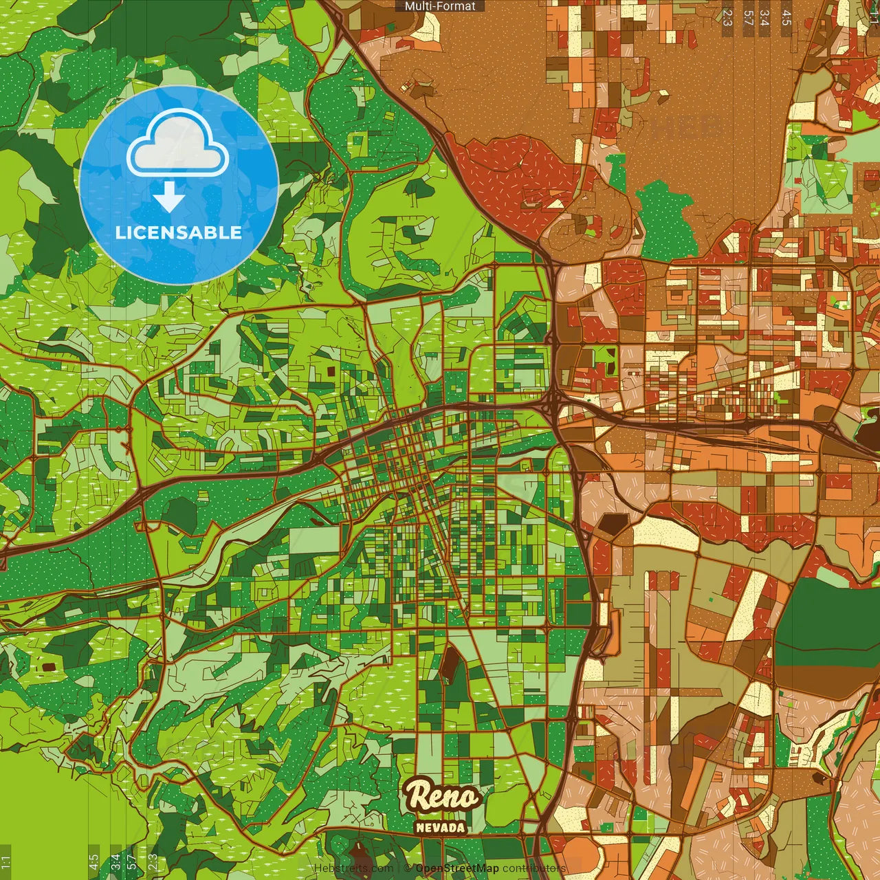 Reno Nevada Farmhouse Poster Art Map Template