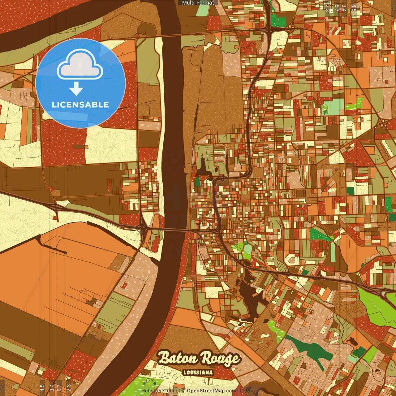 Baton Rouge Louisiana Farmhouse Poster Art Map Template