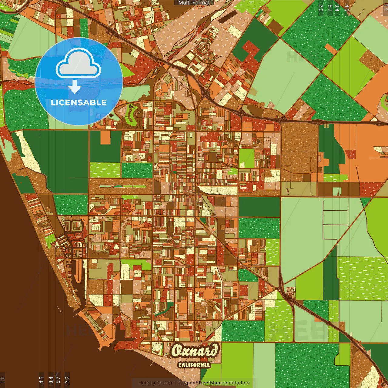 Oxnard California Farmhouse Poster Art Map Template