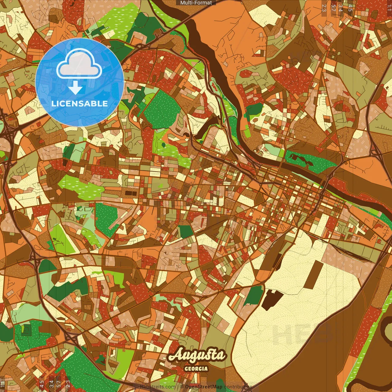 Augusta Georgia Farmhouse Poster Art Map Template