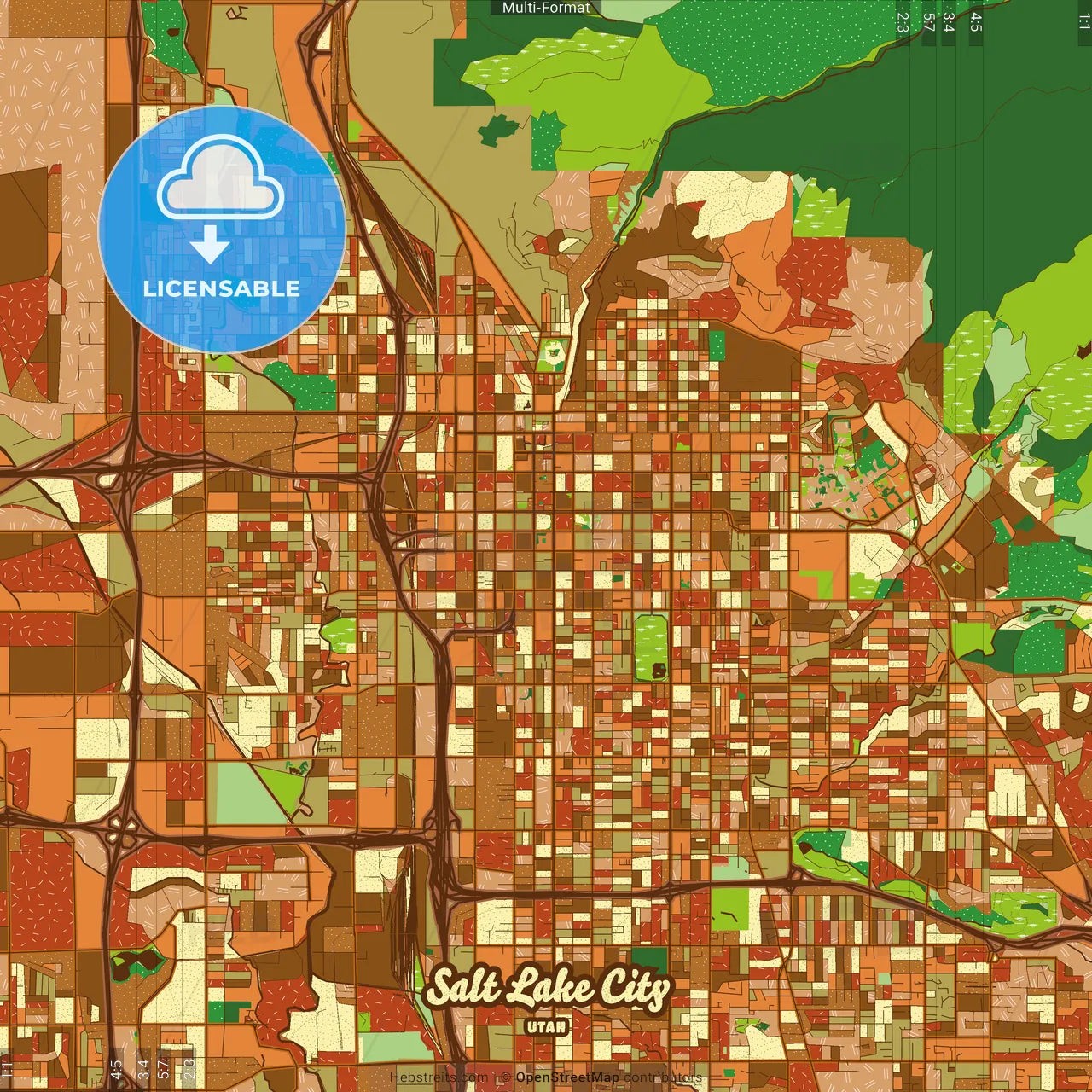 Salt Lake City Utah Farmhouse Poster Art Map Template