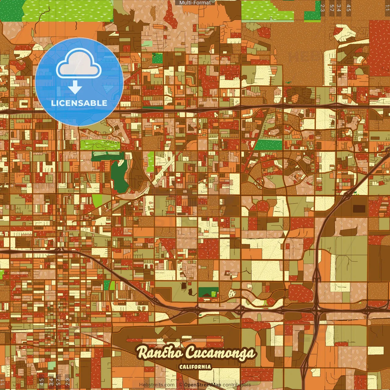 Rancho Cucamonga California Farmhouse Poster Art Map Template