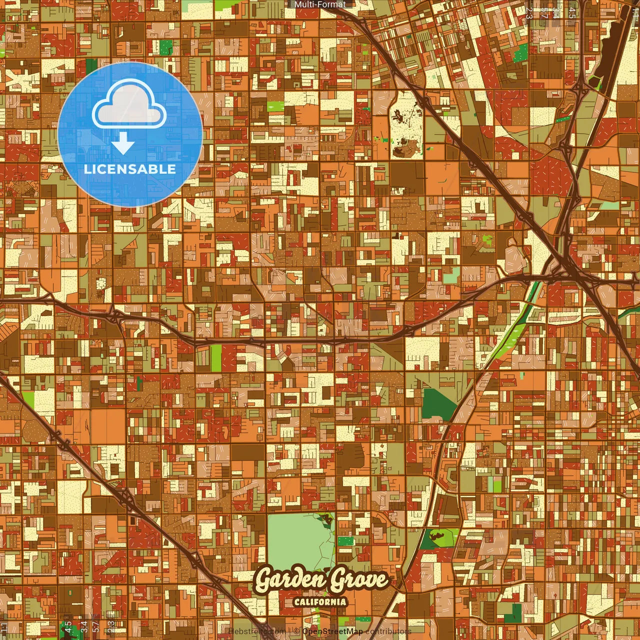 Garden Grove California Farmhouse Poster Art Map Template