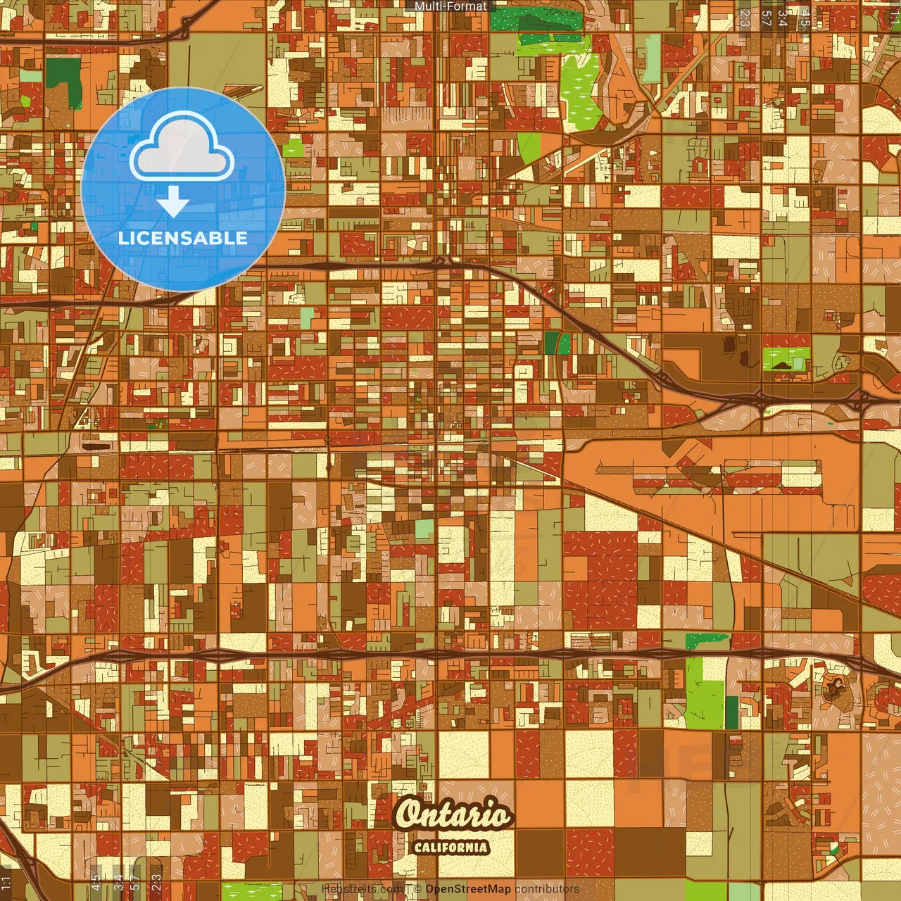 Ontario California Farmhouse Poster Art Map Template