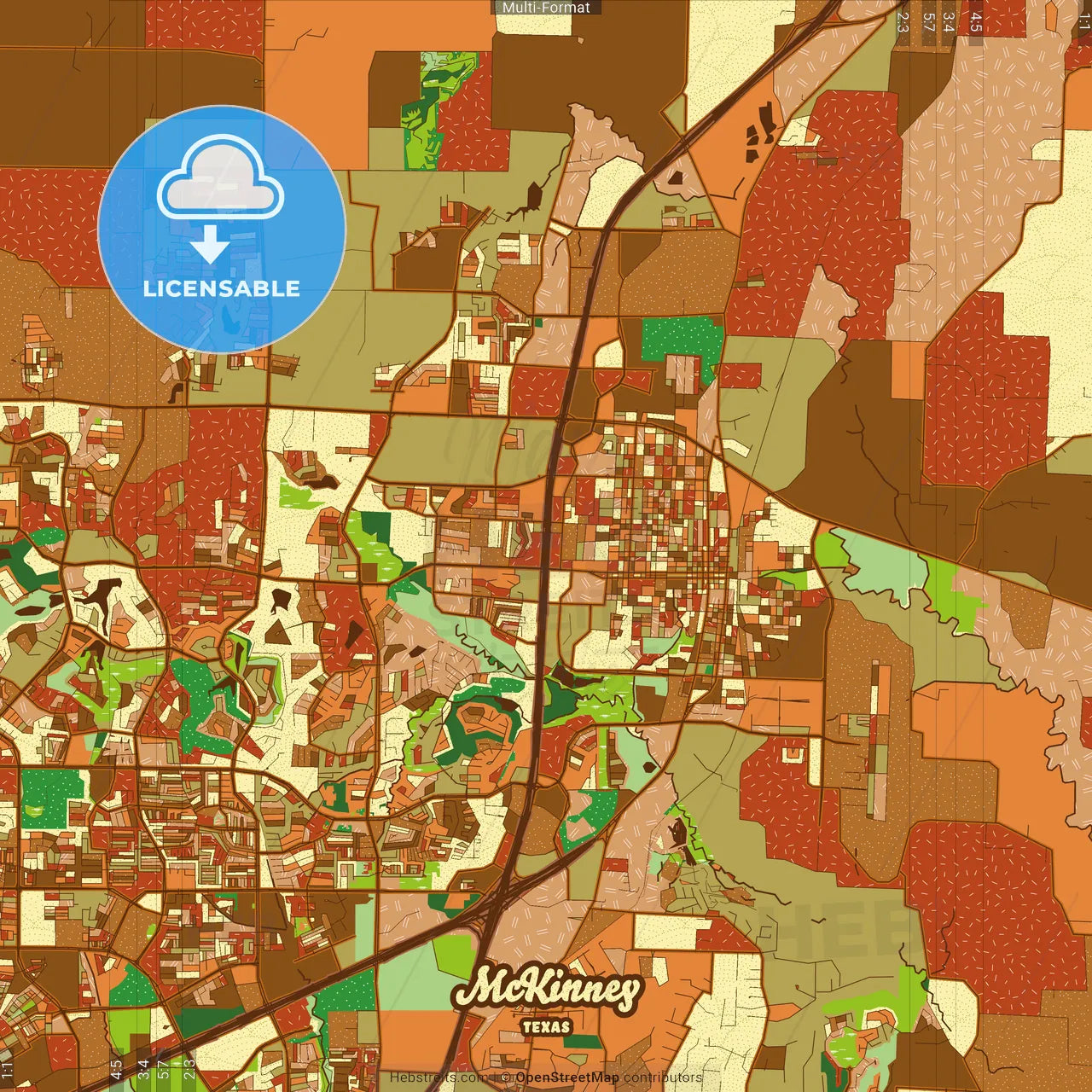 McKinney Texas Farmhouse Poster Art Map Template
