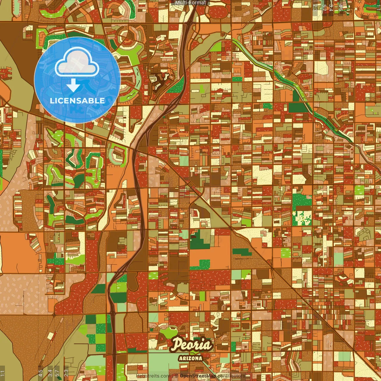 Peoria Arizona Farmhouse Poster Art Map Template