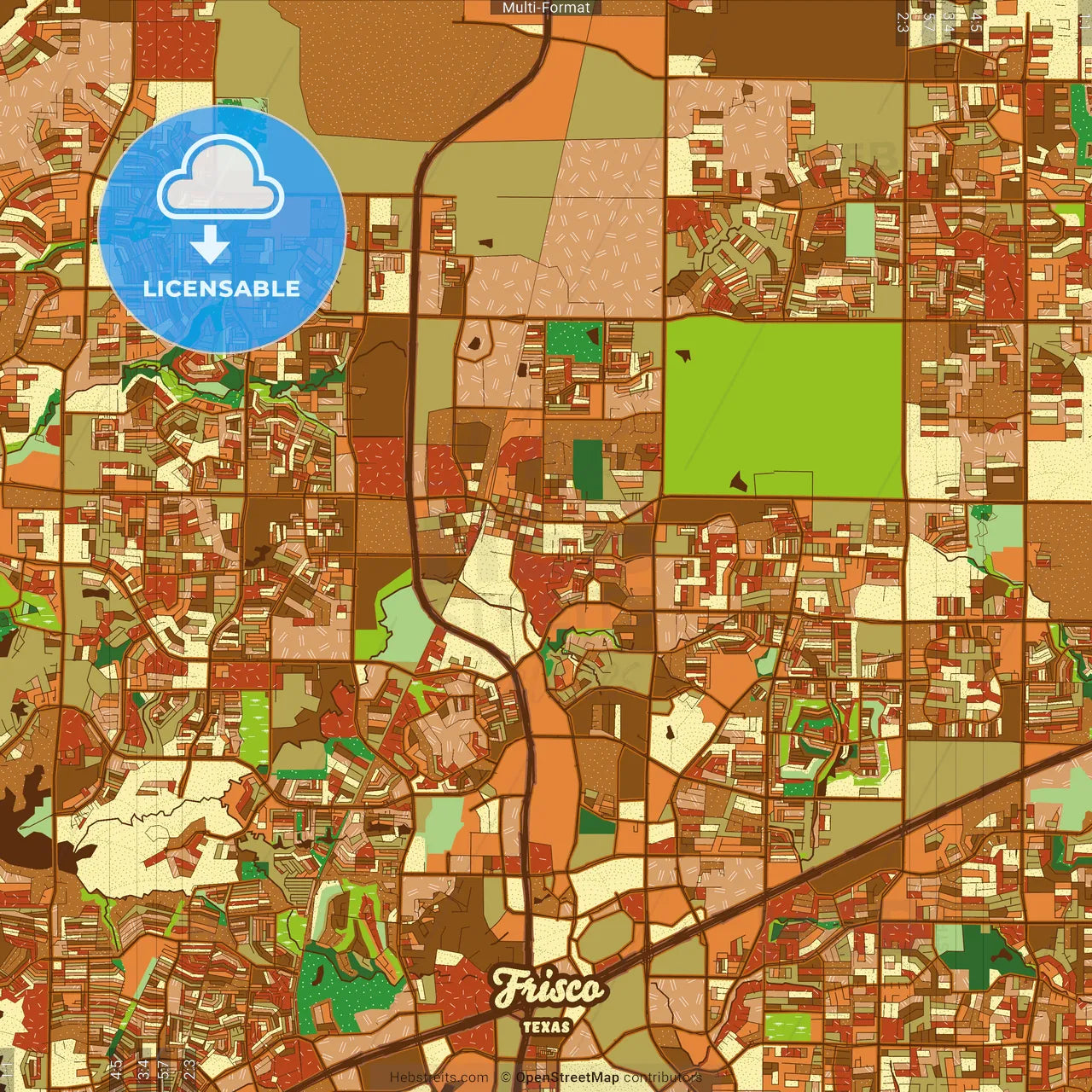 Frisco Texas Farmhouse Poster Art Map Template